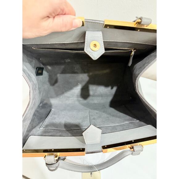 Fendi 2Jours Gray Textured Leather Double Shoulder Top Handle Handbag - Picture 10 of 12